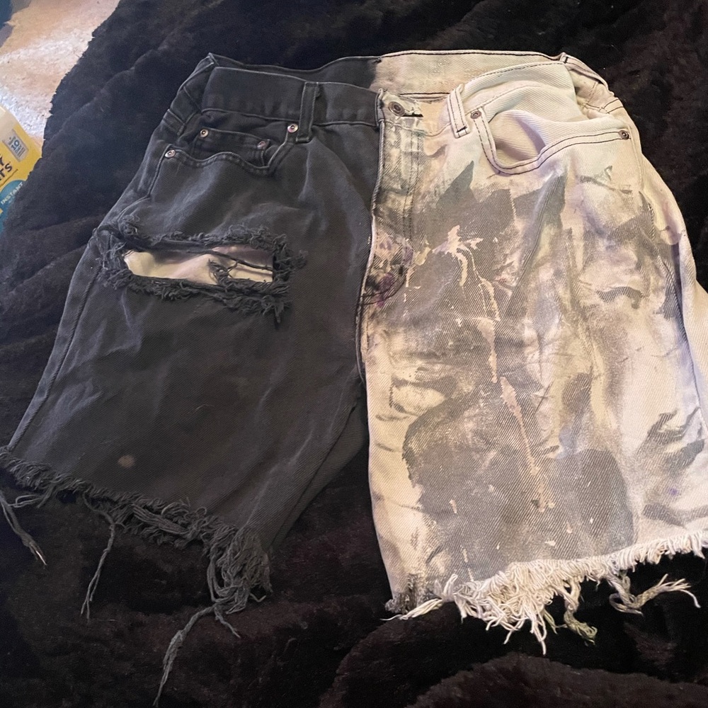 half black half white shorts, super comfy and fun